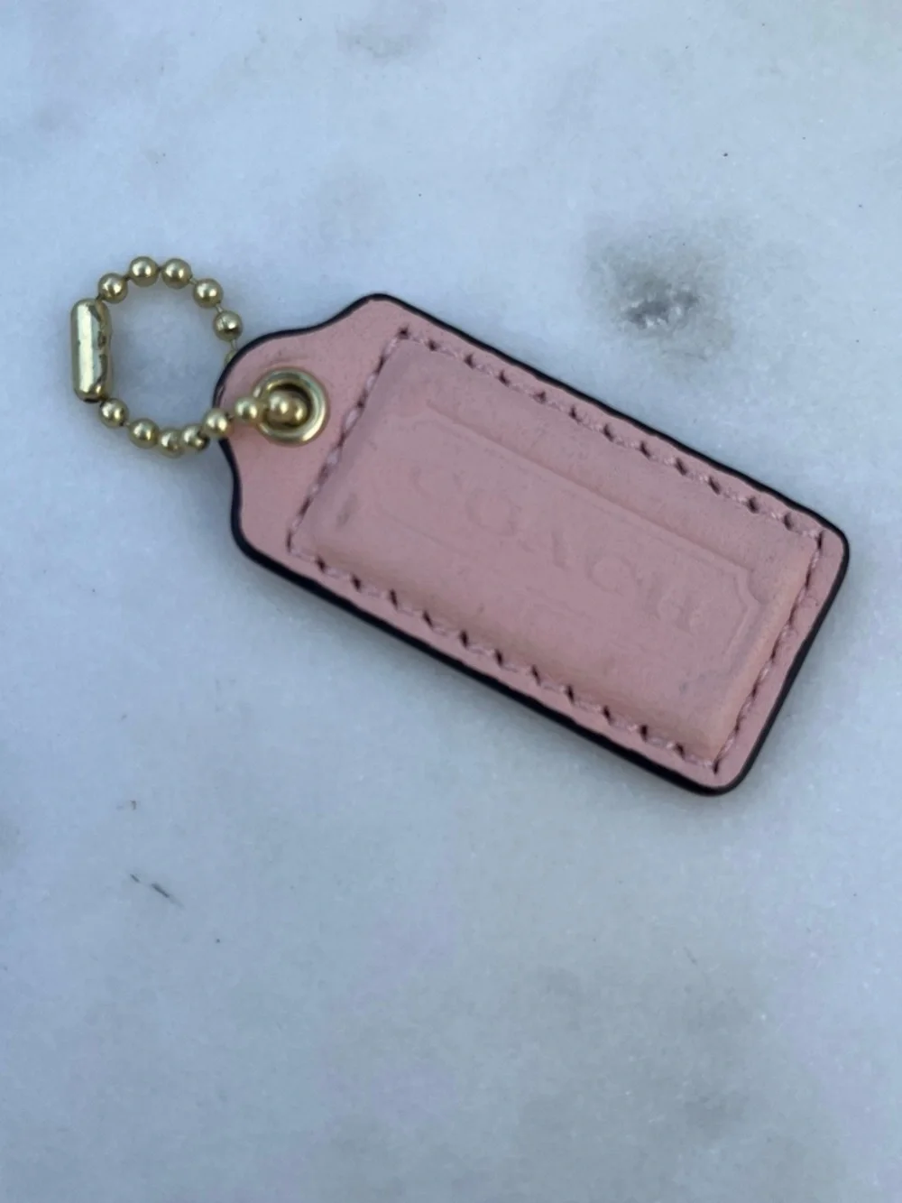 COACH Vintage Leather Hang Tag, Light Baby Pink